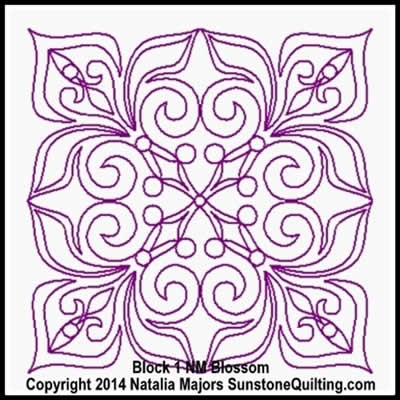 Digital Quilting Design Blossom Block 1 by Natalia Majors.