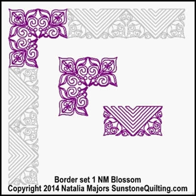 Digital Quilting Design Blossom Border Set 1 by Natalia Majors.