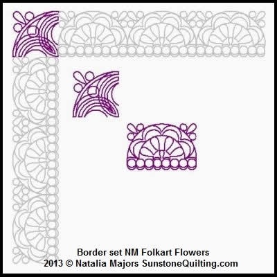 Digital Quilting Design Border Set Folkart Flowers by Natalia Majors.