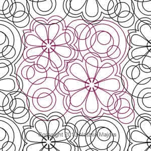 Digital Quilting Design Folk Art Flowers E2E or Border by Natalia Majors.