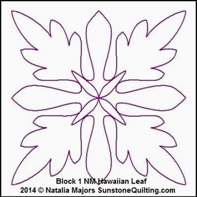 Digital Quilting Design Hawaiian Leaf Block 1 by Natalia Majors.