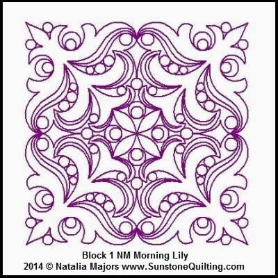 Digital Quilting Design Morning Lily Block 1 by Natalia Majors.