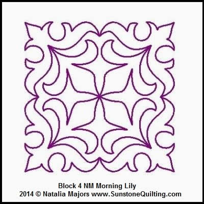 Digital Quilting Design Morning Lily Block 4 by Natalia Majors.