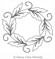 Digital Quilting Design Leafy Vines Wreath by Nancy Clark McNally.