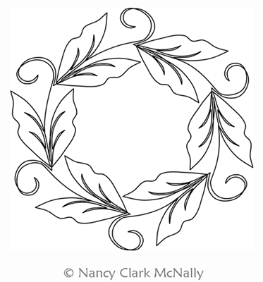 Digital Quilting Design Leafy Vines Wreath by Nancy Clark McNally.