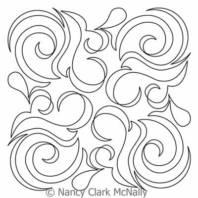 Digital Quilting Design Swoops and Swirls Block 2 by Nancy Clark McNally.