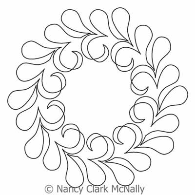 Digital Quilting Design Swoops and Swirls Wreath by Nancy Clark McNally.