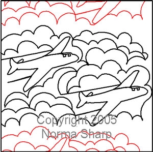 Digital Quilting Design Airplane Pantograph by Norma Sharp.