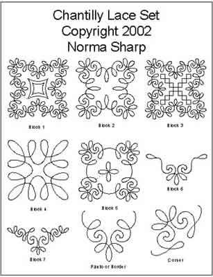 Digital Quilting Design Chantilly Lace Set by Norma Sharp.