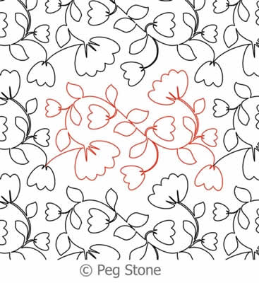 Digital Quilting Design Cotton Flowers Panto by Peg Stone.