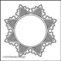 Digital Quilting Design Cathedral Lace Round Frame by Ronda Beyer.