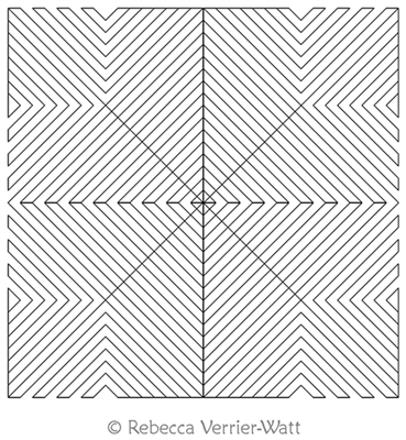 Gridded Arrows Block by Rebecca Verrier-Watt. This image demonstrates how this computerized pattern will stitch out once loaded on your robotic quilting system. A full page pdf is included with the design download.