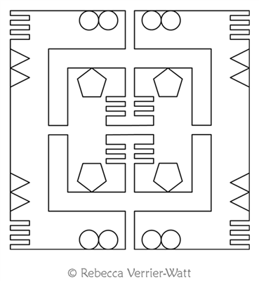 Modern Geometric Block by Rebecca Verrier-Watt. This image demonstrates how this computerized pattern will stitch out once loaded on your robotic quilting system. A full page pdf is included with the design download.