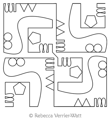 Queens Garden Block 2 by Rebecca Verrier-Watt. This image demonstrates how this computerized pattern will stitch out once loaded on your robotic quilting system. A full page pdf is included with the design download.