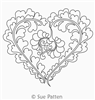 Digital Quilting Design Double Ruffle Feathered Heart 2 by Sue Patten.