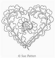 Digital Quilting Design Double Ruffle Feathered Heart 2 by Sue Patten.