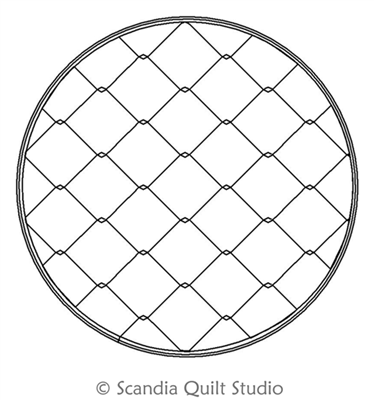 Digital Quilting Design 8 Inch Circle Potholder Fence Grid  by Scandia Quilt Studio