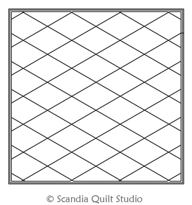 Digital Quilting Design 8 Inch Square Potholder Diamond Grid by Scandia Quilt Studio