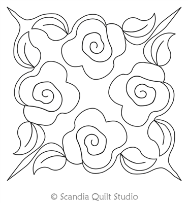 Digital Quilting Design Roses Block 1 by Scandia Quilt Studio