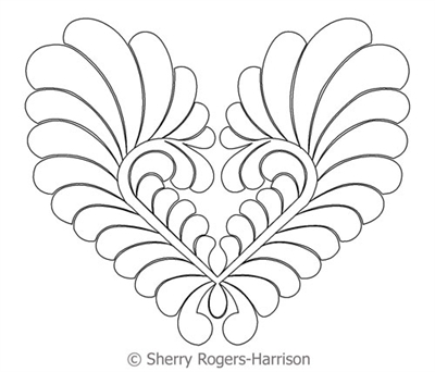 Digital Quilting Design Goosebumps Feather Heart by Sherry Rogers-Harrison.