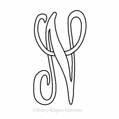 Digital Quilting Design Monogram N by Sherry Rogers-Harrison.
