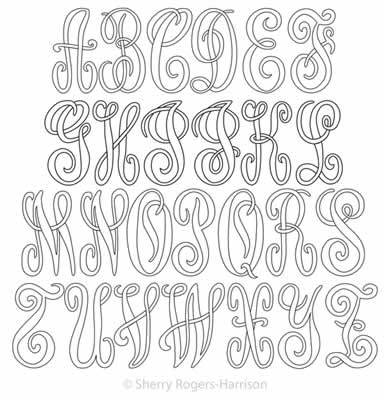 Digital Quilting Design Monogram Letters Set by Sherry Rogers-Harrison.