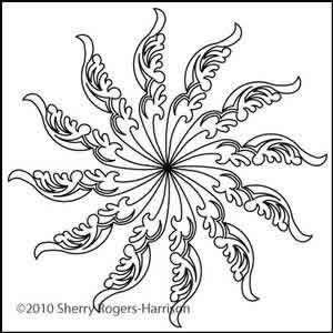 Digital Quilting Design Feathered Fleur Spinner Motif by Sherry Rogers-Harrison.