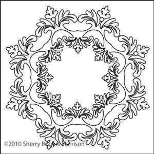 Digital Quilting Design Feathered Fleur Wreath by Sherry Rogers-Harrison.