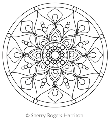 Mini Mandala by Sherry Rogers-Harrison. This image demonstrates how this computerized pattern will stitch out once loaded on your robotic quilting system. A full page pdf is included with the design download.