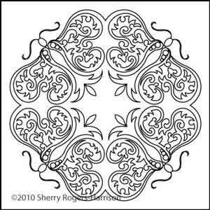 Digital Quilting Design Open Heart Butterfly Block by Sherry Rogers-Harrison.