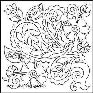 Digital Quilting Design Paisley Wholecloth Motif V4 by Splendid Stitches.