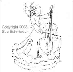 Digital Quilting Design Musical Cello Angel by Sue Schmieden.