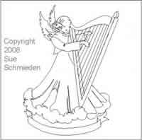 Digital Quilting Design Musical Harp Angel by Sue Schmieden.