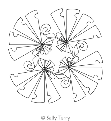 Eastern Garden Fan Block 1 by Sally Terry. This image demonstrates how this computerized pattern will stitch out once loaded on your robotic quilting system. A full page pdf is included with the design download.