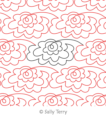 Eastern Garden Mums by Sally Terry. This image demonstrates how this computerized pattern will stitch out once loaded on your robotic quilting system. A full page pdf is included with the design download.