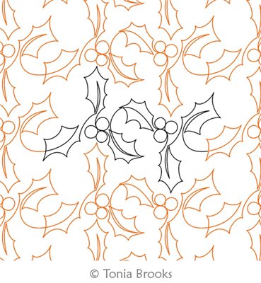 Cracker Christmas Holly by Tonia Brooks. This image demonstrates how this computerized pattern will stitch out once loaded on your robotic quilting system. A full page pdf is included with the design download.