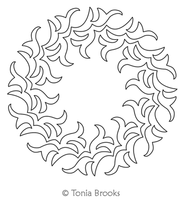 Flori Vine Wreath by Tonia Brooks. This image demonstrates how this computerized pattern will stitch out once loaded on your robotic quilting system. A full page pdf is included with the design download.