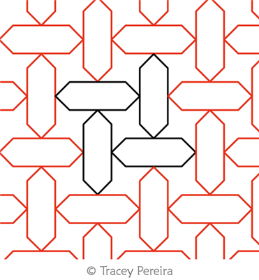 Diamond Basket Weave by Tracey Pereira. This image demonstrates how this computerized pattern will stitch out once loaded on your robotic quilting system. A full page pdf is included with the design download.