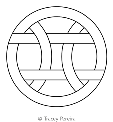 Interlocking Circles 1 Block by Tracey Pereira. This image demonstrates how this computerized pattern will stitch out once loaded on your robotic quilting system. A full page pdf is included with the design download.