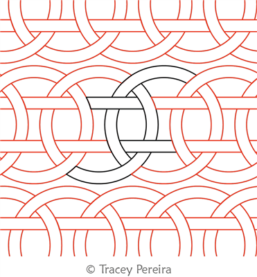 Interlocking Circles Panto by Tracey Pereira. This image demonstrates how this computerized pattern will stitch out once loaded on your robotic quilting system. A full page pdf is included with the design download.