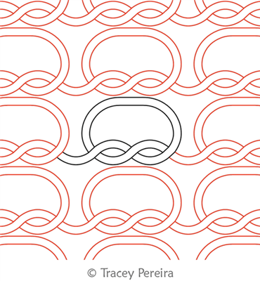 Knitty Knot Panto by Tracey Pereira. This image demonstrates how this computerized pattern will stitch out once loaded on your robotic quilting system. A full page pdf is included with the design download.