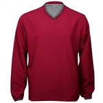 Ashworth Performance Solid V-Neck Wind Pullover Burgundy Red