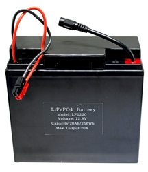 12.8V 20Ah (256 Watt-hour) Lithium Iron Phosphate (LiFePO4)  Portable Rechargeable Battery  - LF1220