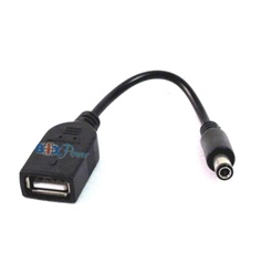 USB A Female to 5.5x2.5mm Male DC Power Cable