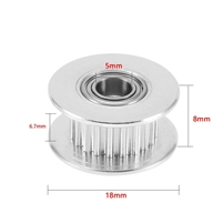 20T 3mm Bore 6mm GT2 Belt Smooth Idler Pulley Aluminum W/Bearing for 3D Printerâ€‹