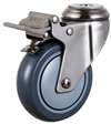5" Inch 286 Lbs Medium Duty Caster Wheel w/ Brake and Swivel Bolt Stainless Steel TPR