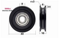 8mm Bore Bearing with OD: 40mm Plastic Tire U Groove for Sliding Doors