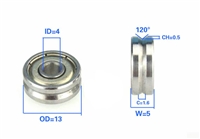 4mm Bore Bearing with 13mm  Pulley V Groove Track Roller Bearing 4x13x5mm