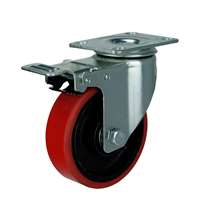 60mm Caster Wheel 176 pounds Swivel and Upper Brake Iron  and  Polyurethane Top Plate