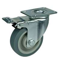 4" Inch Caster Wheel 198 pounds Swivel and Upper Brake Thermoplastic Rubber Top Plate